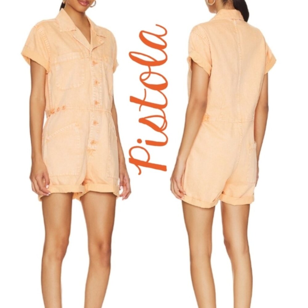 Pistola Womens Parker Utility Romper Shorts Sz XS Orange Snow Color Adj. Waist